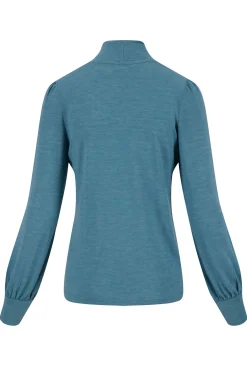 ZUSSS Tops*top met lange mouwen en col grijsblauw