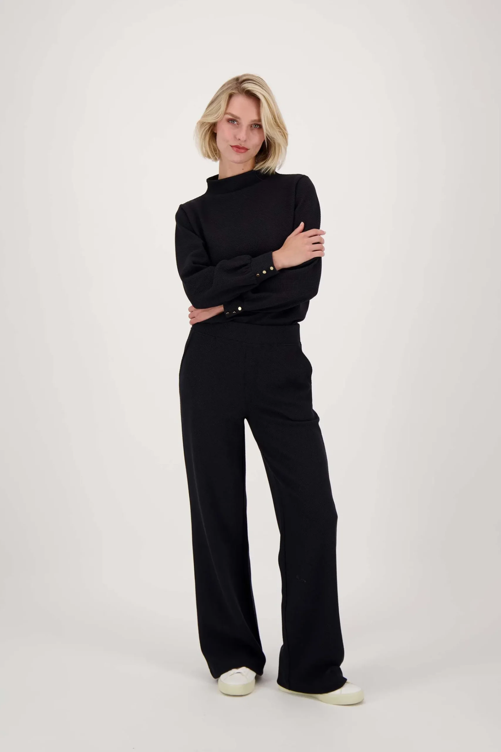 ZUSSS Tops*top met structuur zwart