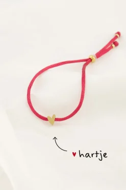 ZUSSS Armbandjes*touwarmbandje hartje roze rood rozerood