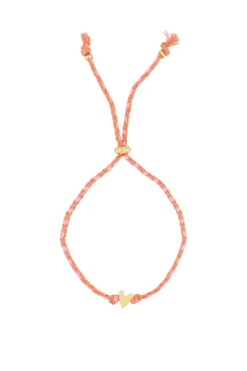 ZUSSS Armbandjes*touwarmbandje met hartje koraalroze/goud