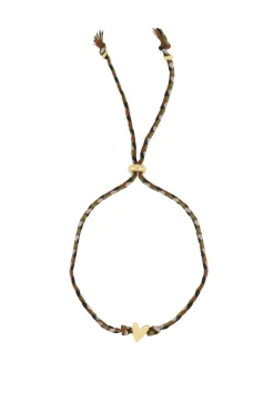 ZUSSS Armbandjes*touwarmbandje met hartje saliegroen/goud