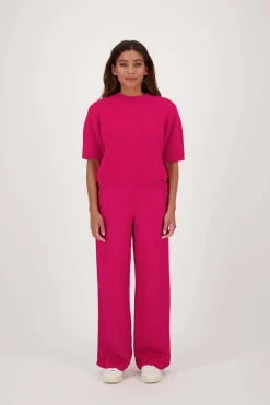 ZUSSS Truien*trui met boothals roze rood rozerood