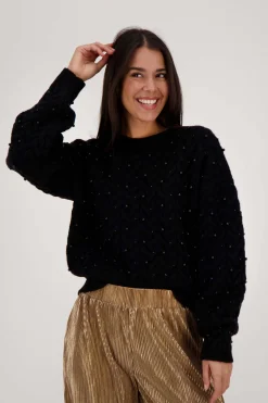 ZUSSS Truien*trui met kraaltjes zwart