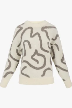ZUSSS Truien*trui met lurex patroon creme
