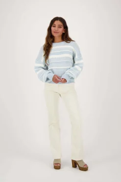 ZUSSS Truien*trui met streep lichtblauw