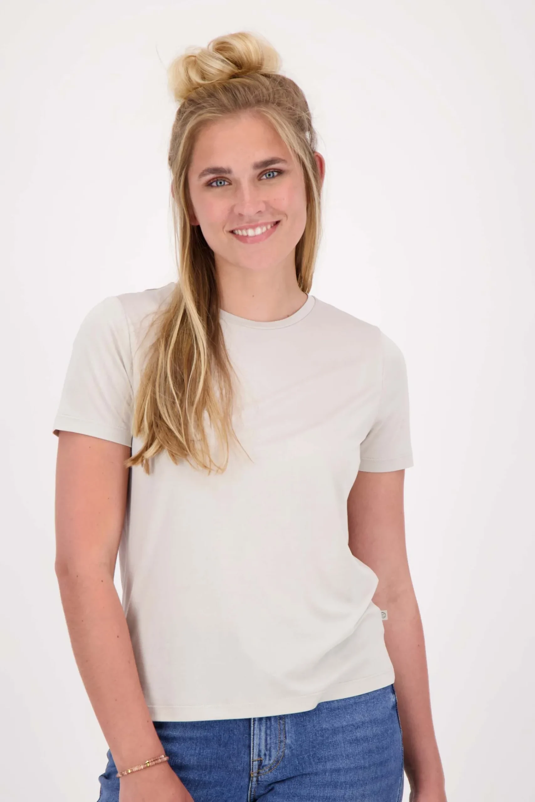 ZUSSS Tops*t-shirt met ronde hals zand