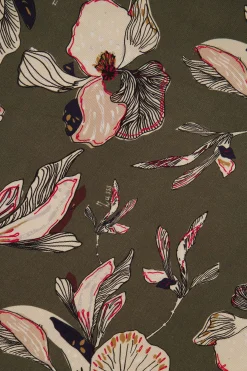 ZUSSS Tops*turtle top met iris bloemen print donkergroen