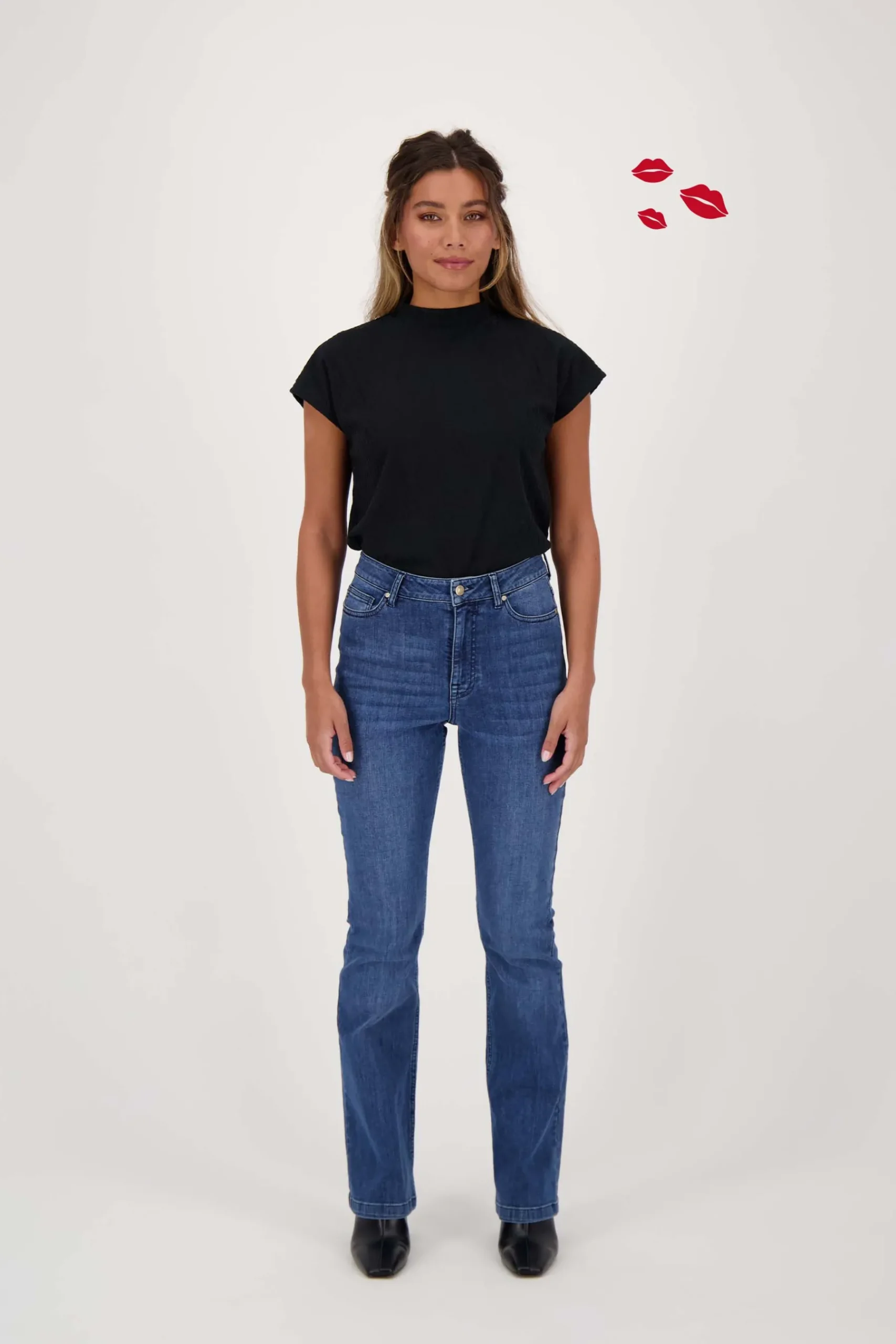 ZUSSS Tops*turtle top met structuur zwart