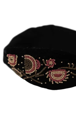 ZUSSS Sjaals & Accessoires*velvet haarband met geborduurde kraaltjes zwart