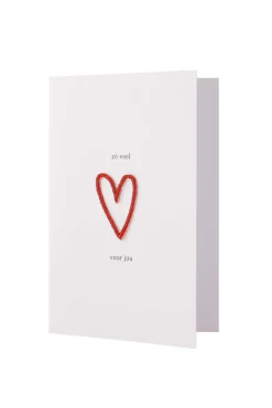 ZUSSS Kaartjes*wenskaart hartje strijkembleem wit/rood