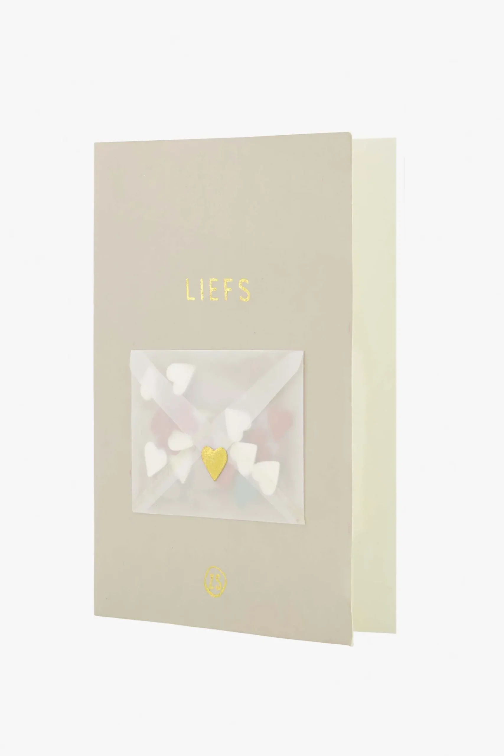 ZUSSS Kaartjes*wenskaart liefs met hartjes confetti zand