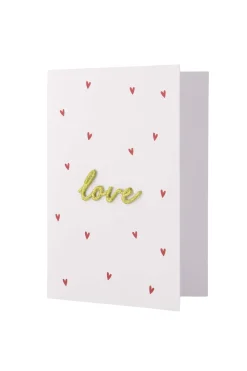 ZUSSS Kaartjes*wenskaart love strijkembleem goud/wit/rood
