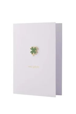 ZUSSS Kaartjes*wenskaart met broche veel geluk wit