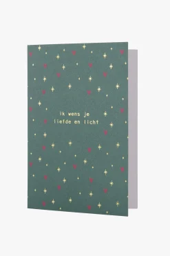 ZUSSS Kaartjes*wenskaart met gouden envelop liefde & licht donkergroen