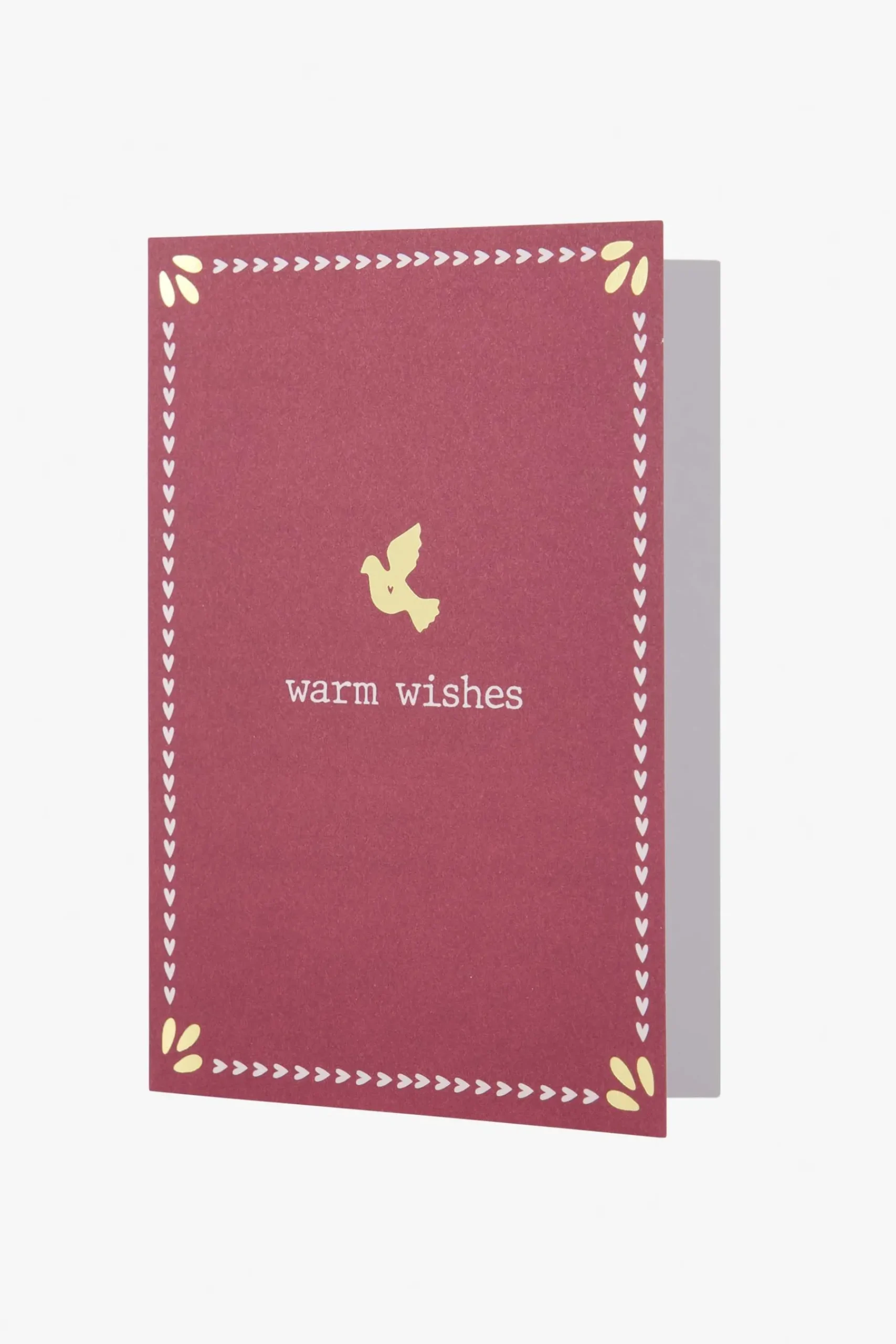 ZUSSS Kaartjes*wenskaart met gouden envelop warm wishes donkerrood