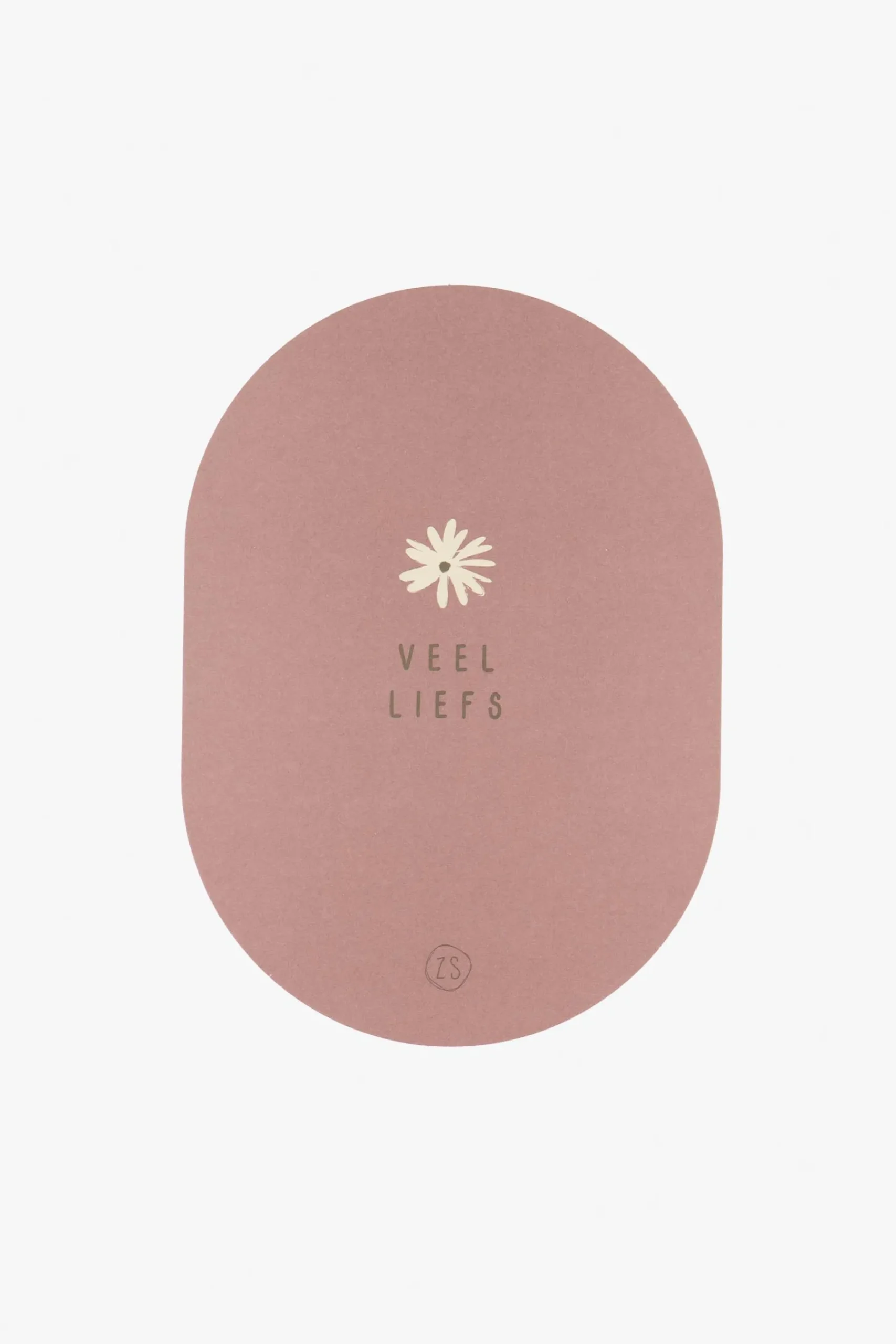 ZUSSS Kaartjes*wenskaart ovaal veel liefs terra roze terraroze
